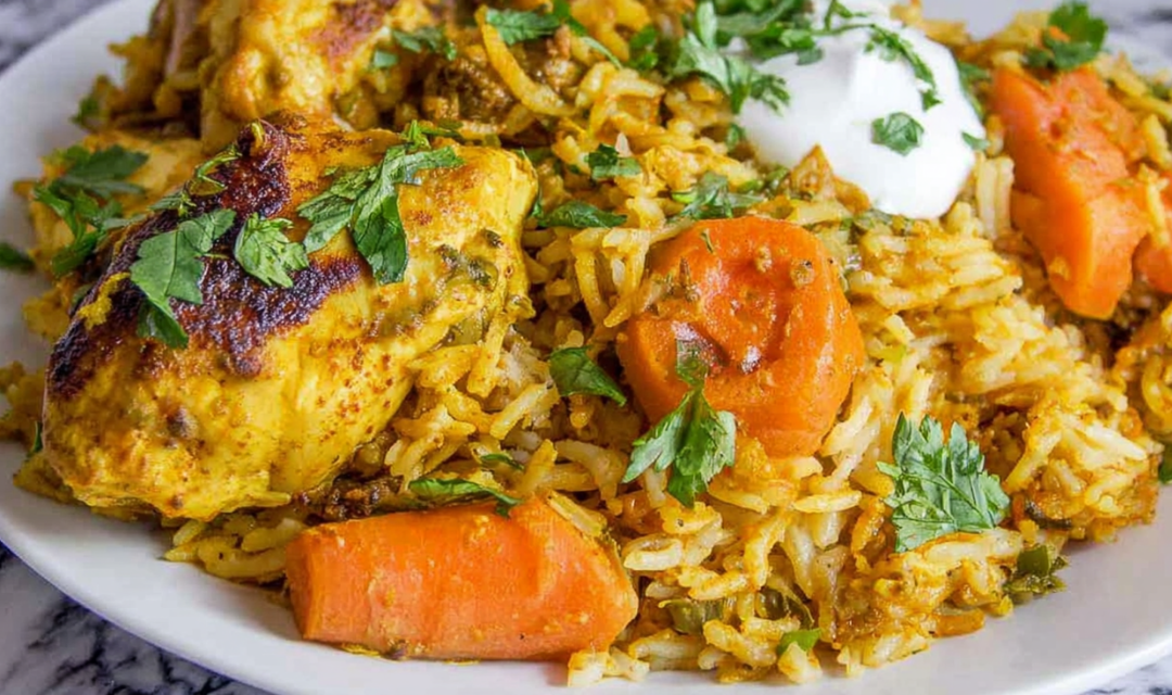 Sheet Pan Curry Chicken and Carrots with Basmati Rice