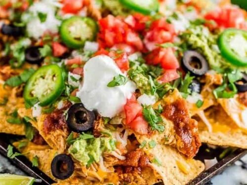 rotisserie-chicken-nachos-sheet-pan-baked