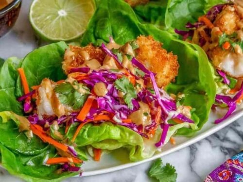 thai-peanut-lettuce-wraps-crispy-fish-plate