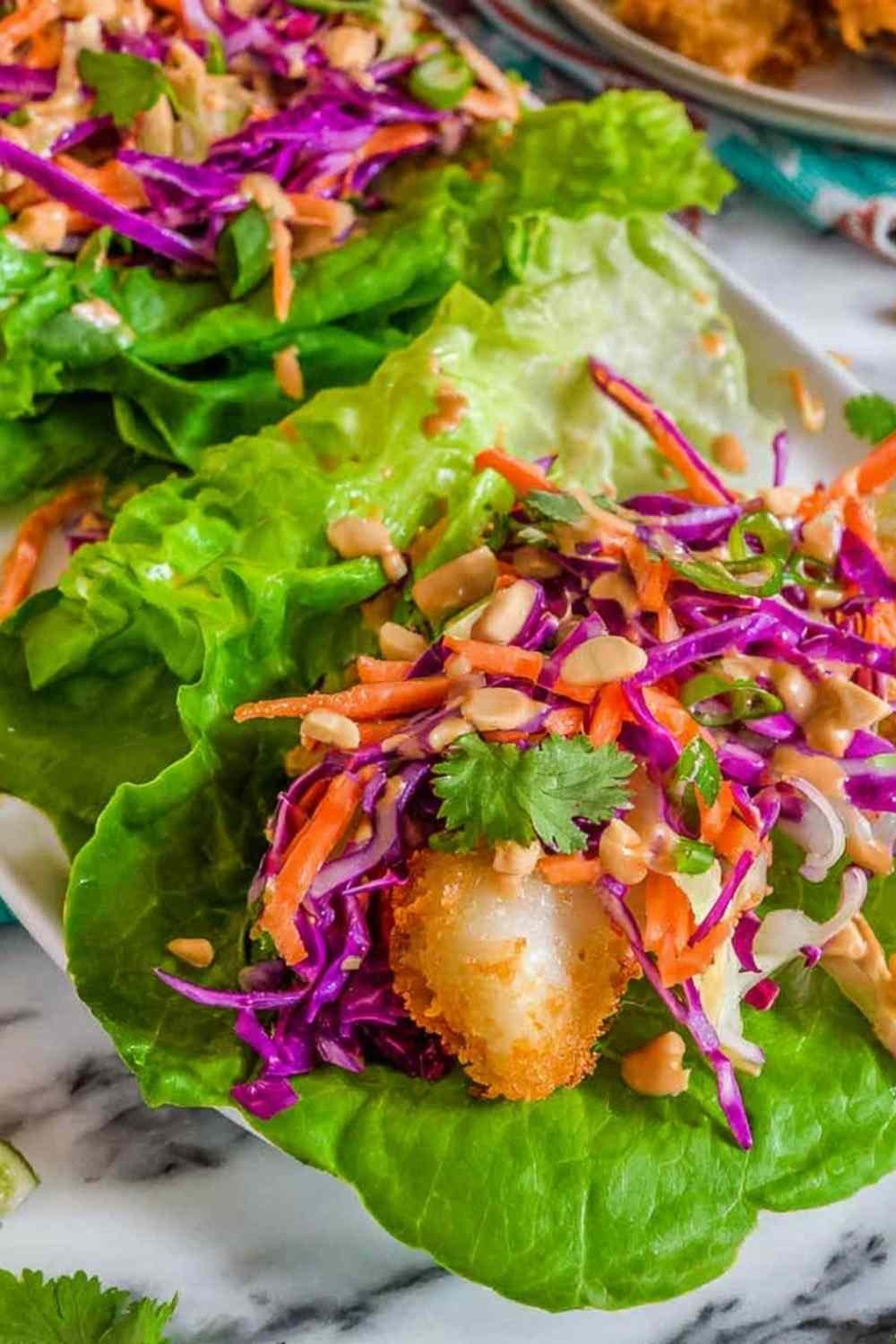 thai-peanut-lettuce-wraps-crispy-fish-plate